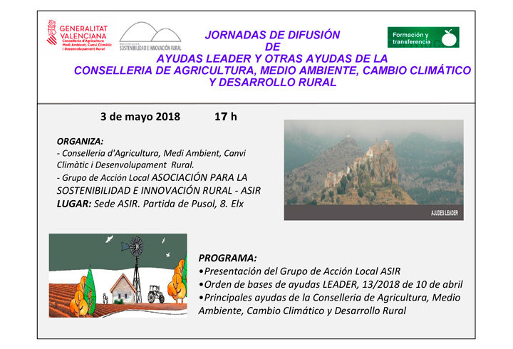 Jornada dinamización desarrollo rural – Jueves 3 Mayo en Museo Puçol (Elche)
